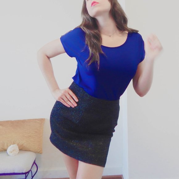 Royal Blue top with Zipper details Sz L - Picture 11 of 13